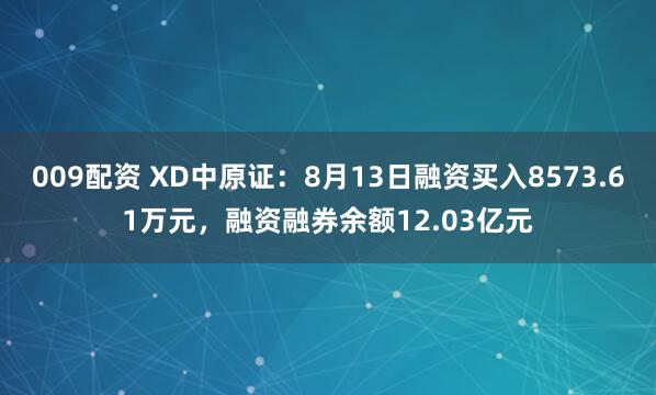 009配资 XD中原证：8月13日融资买入8573.61万元，融资融券余额12.03亿元