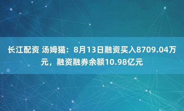 长江配资 汤姆猫：8月13日融资买入8709.04万元，融资融券余额10.98亿元