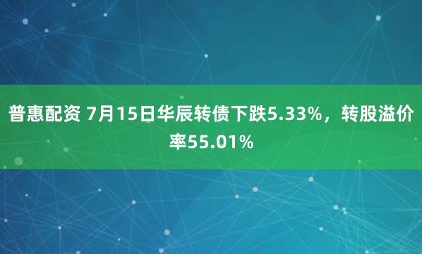 普惠配资 7月15日华辰转债下跌5.33%,转股溢价率55.01%